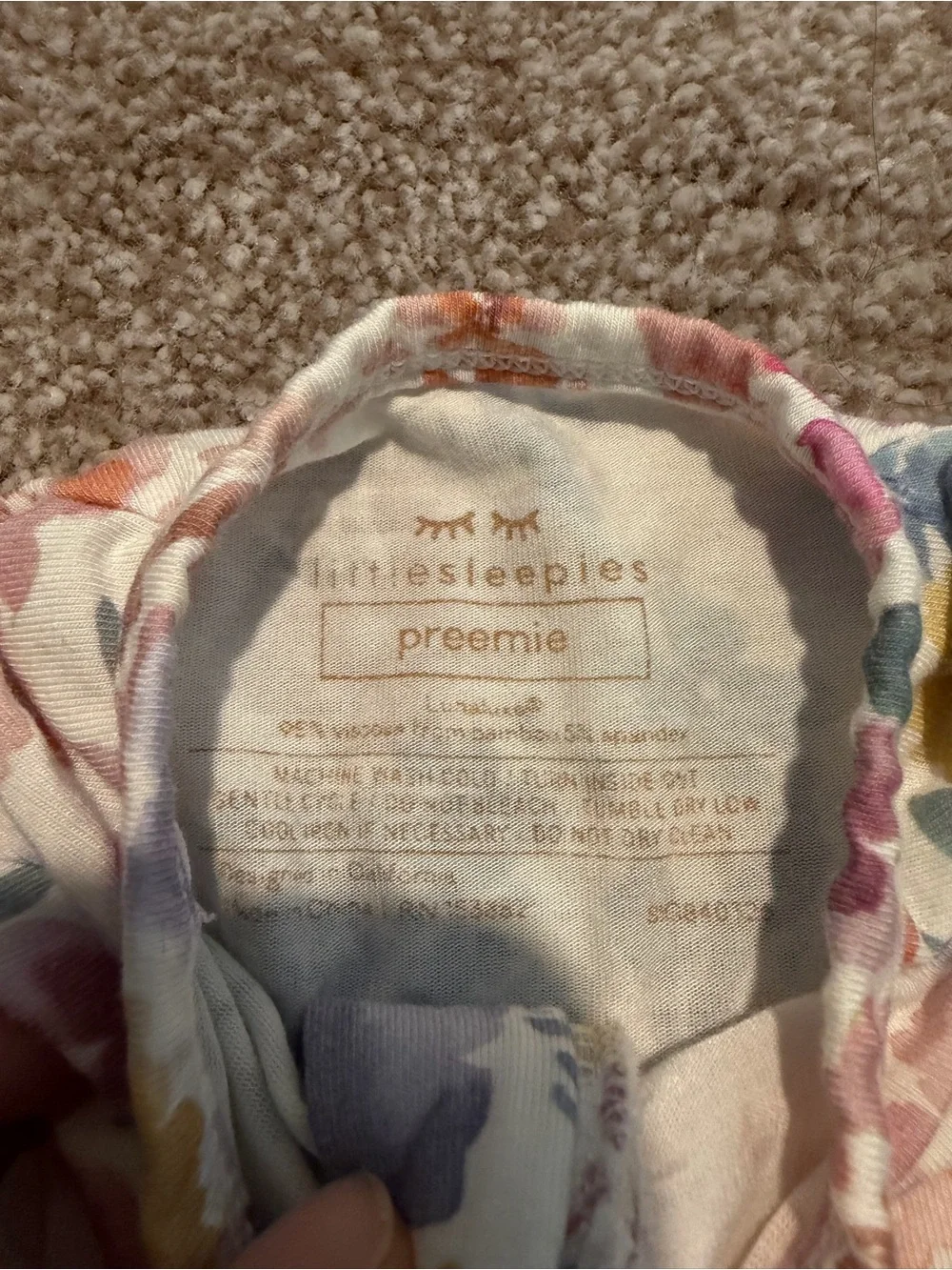 Little sleepies tiny blooms Floral Ruffle Footed zippy preemie